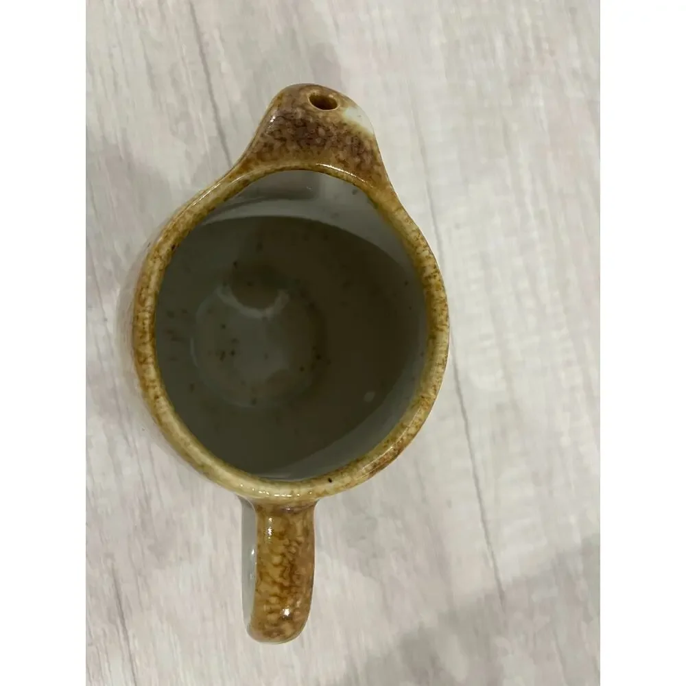 Vintage McCoy Ceramic Coffee Creamer Brown Drip Glaze Rustic
